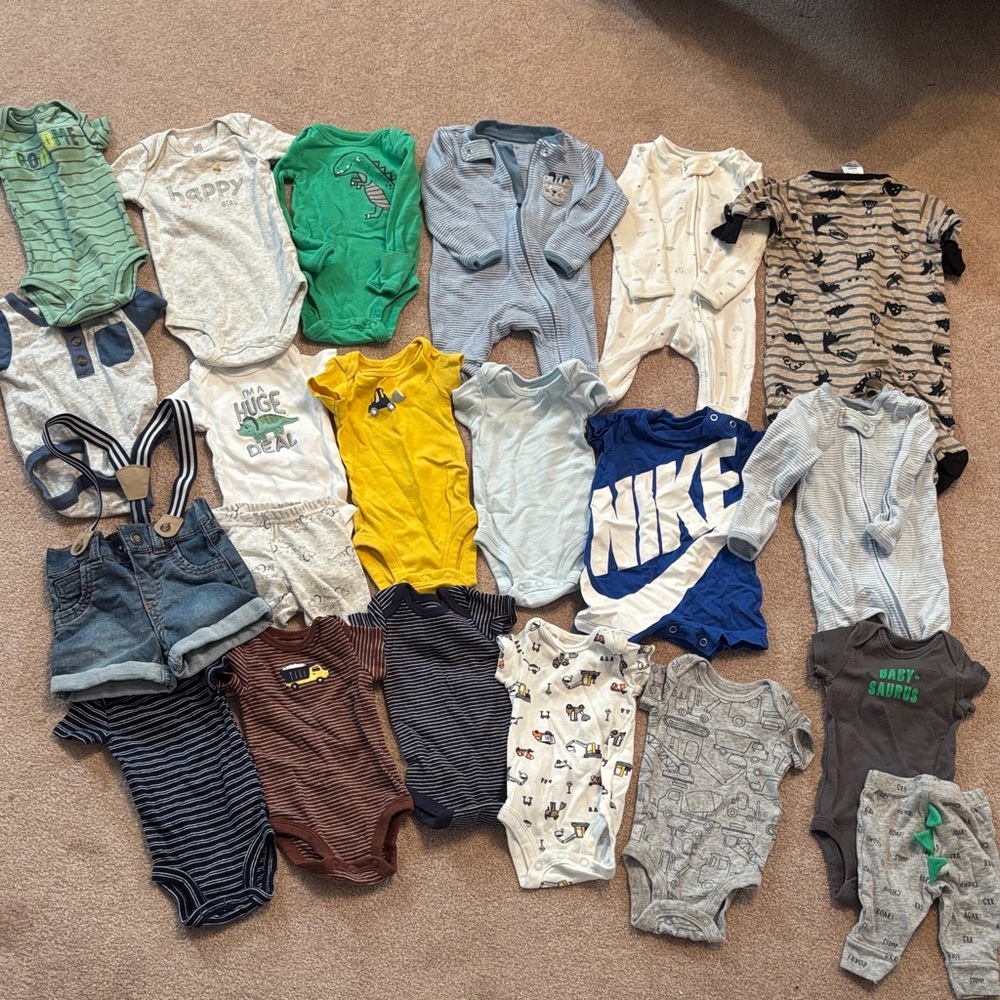 Bundle of newborn baby boy onesies